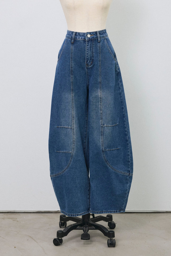 [予約]ステッチ美ラインカーブデニムパンツ