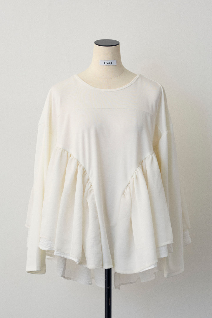 [予約]フリルテール異素材切替チュニック
