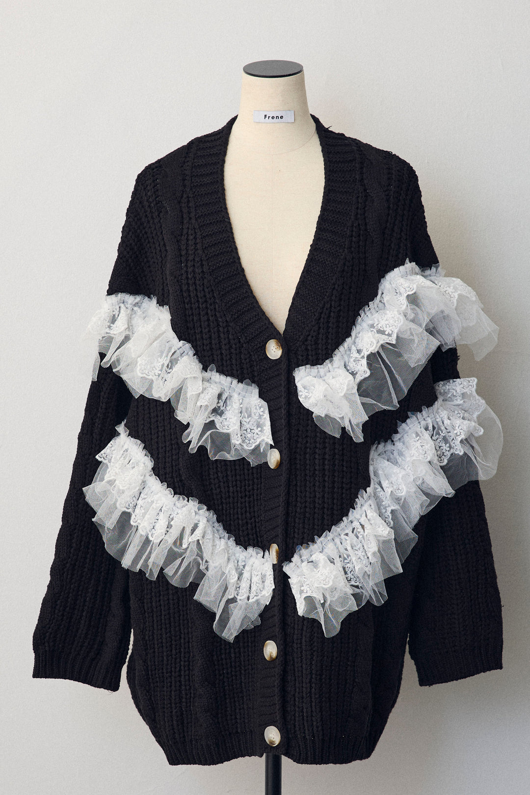 [予約]ラッフルレースドッキングニットBIGカーデ