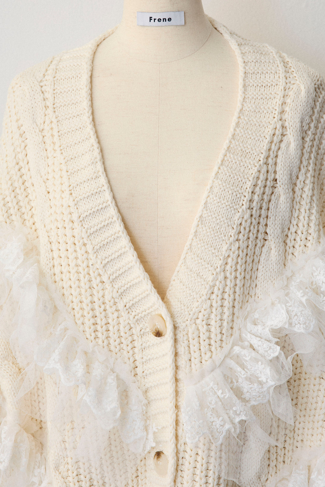 [予約]ラッフルレースドッキングニットBIGカーデ