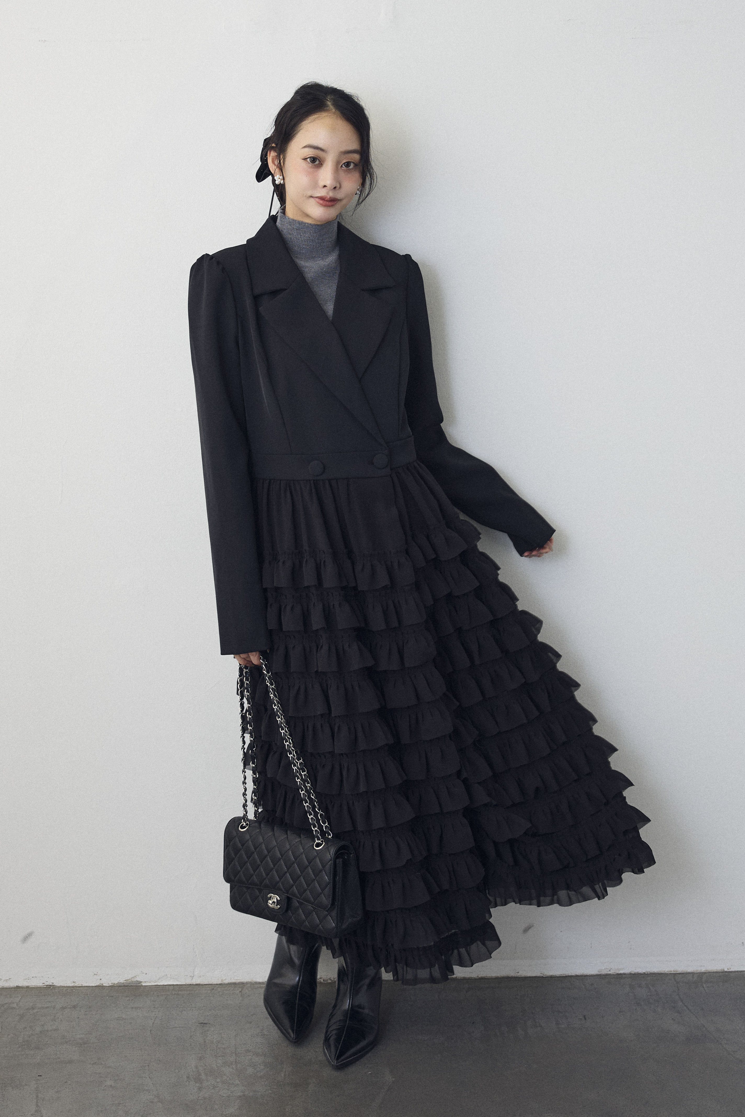 予約]ティアードチュールドッキングジャケットワンピース – Frene