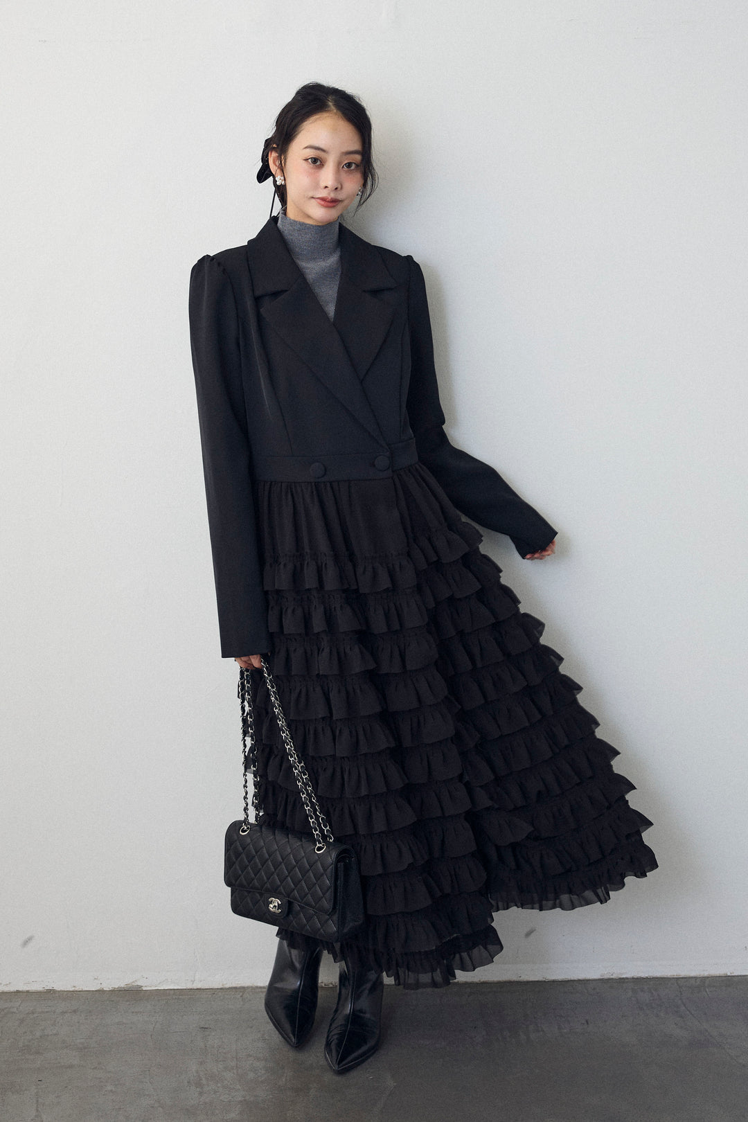 [予約]ティアードチュールドッキングジャケットワンピース