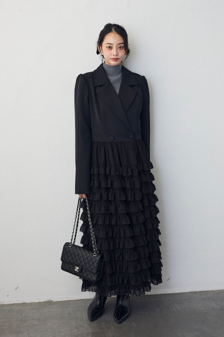 [予約]ティアードチュールドッキングジャケットワンピース