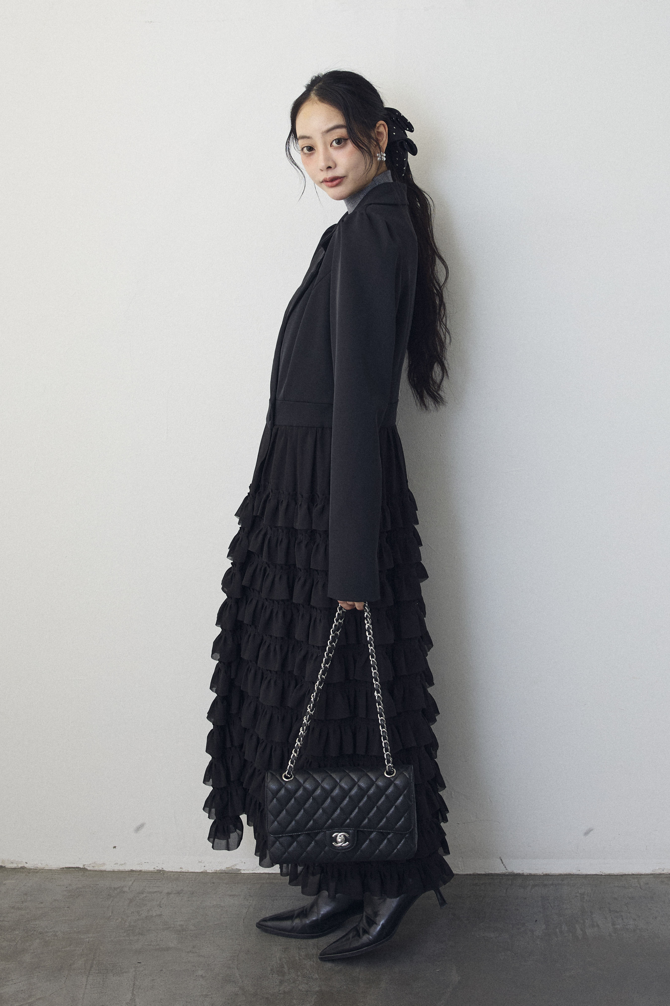 予約]ティアードチュールドッキングジャケットワンピース – Frene