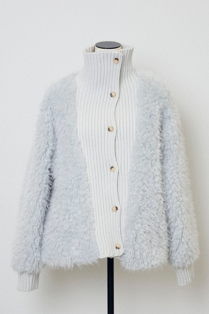 [予約]シャギーファー×リブニットミックスジャケット