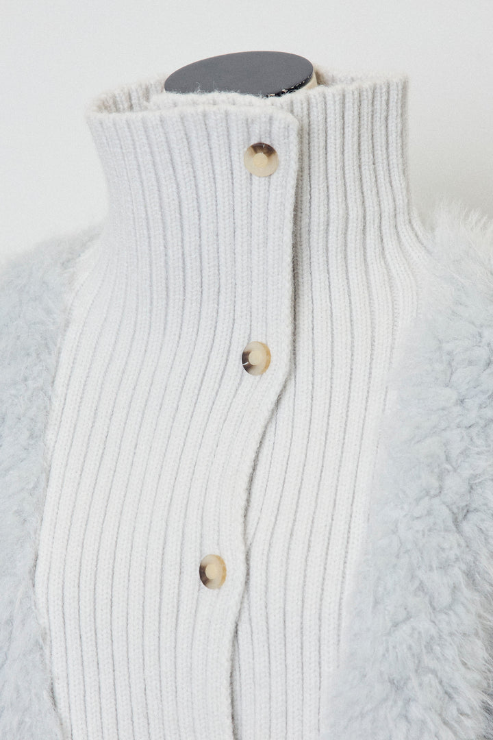 [予約]シャギーファー×リブニットミックスジャケット