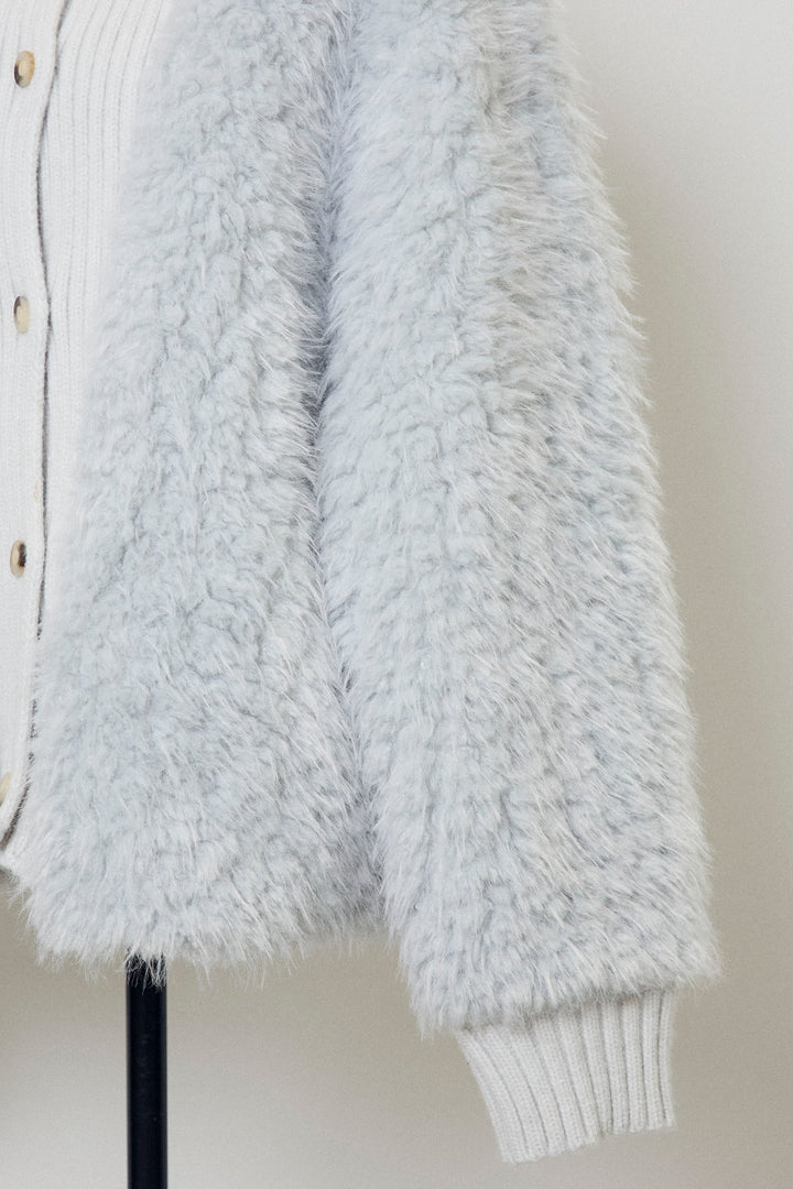 [予約]シャギーファー×リブニットミックスジャケット