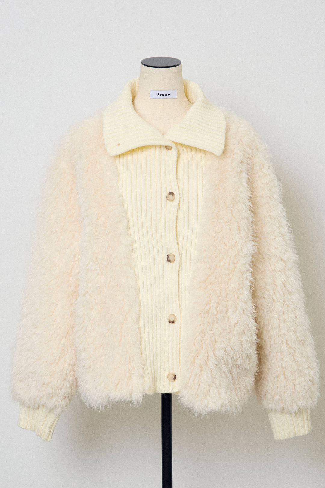 [予約]シャギーファー×リブニットミックスジャケット