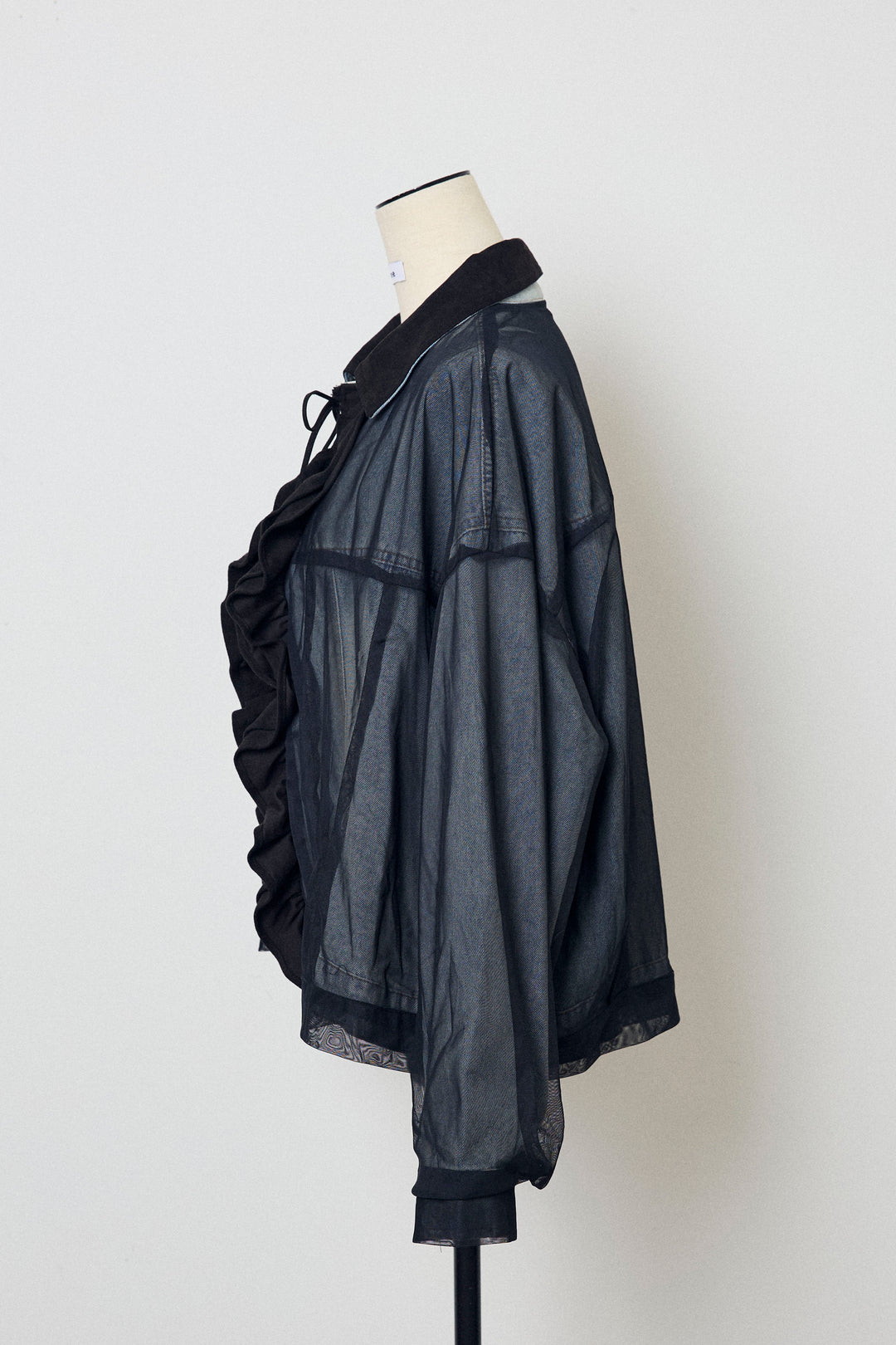 [予約]デニム×チュールレイヤードフリルジャケット