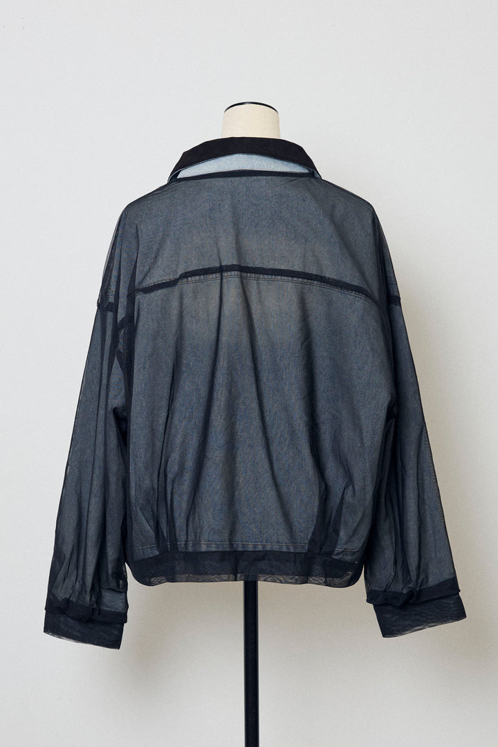 [予約]デニム×チュールレイヤードフリルジャケット