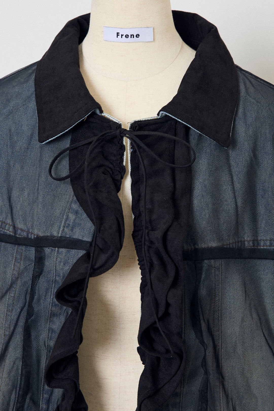 [予約]デニム×チュールレイヤードフリルジャケット