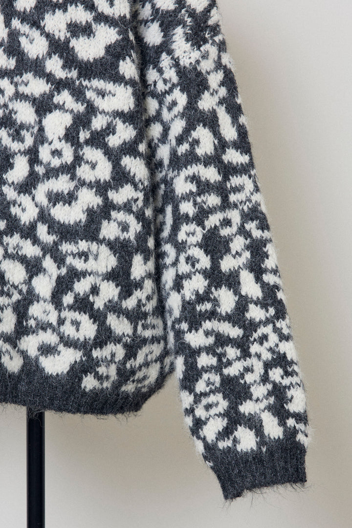 [予約]レオパードクルーネックニットプルオーバー