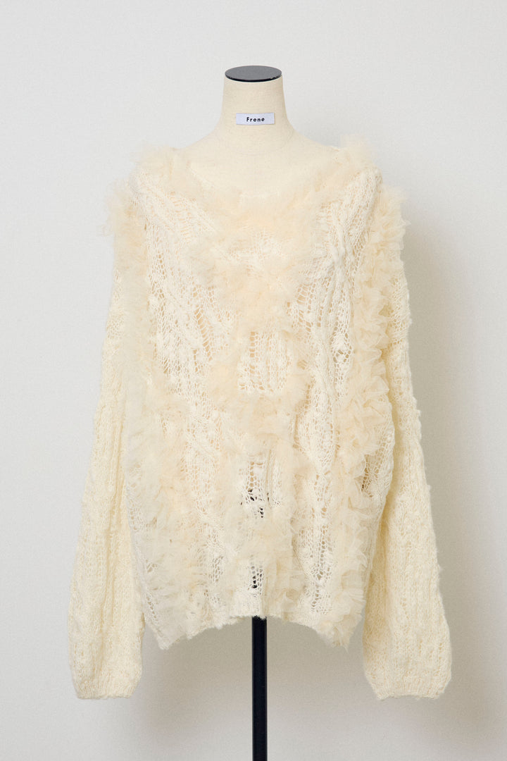 [予約]透かし編みホイップチュールニット