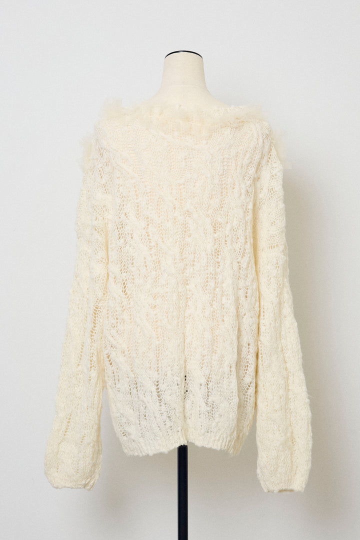 [予約]透かし編みホイップチュールニット