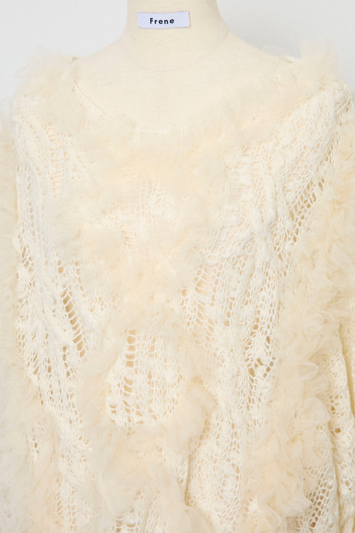 [予約]透かし編みホイップチュールニット