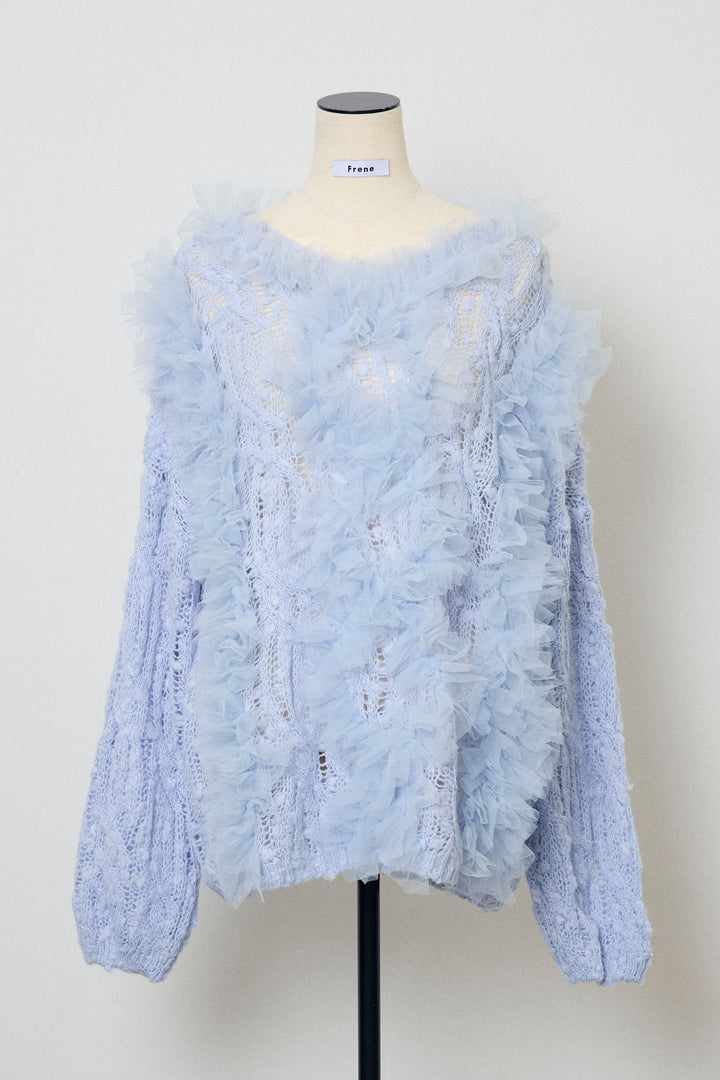 [予約]透かし編みホイップチュールニット