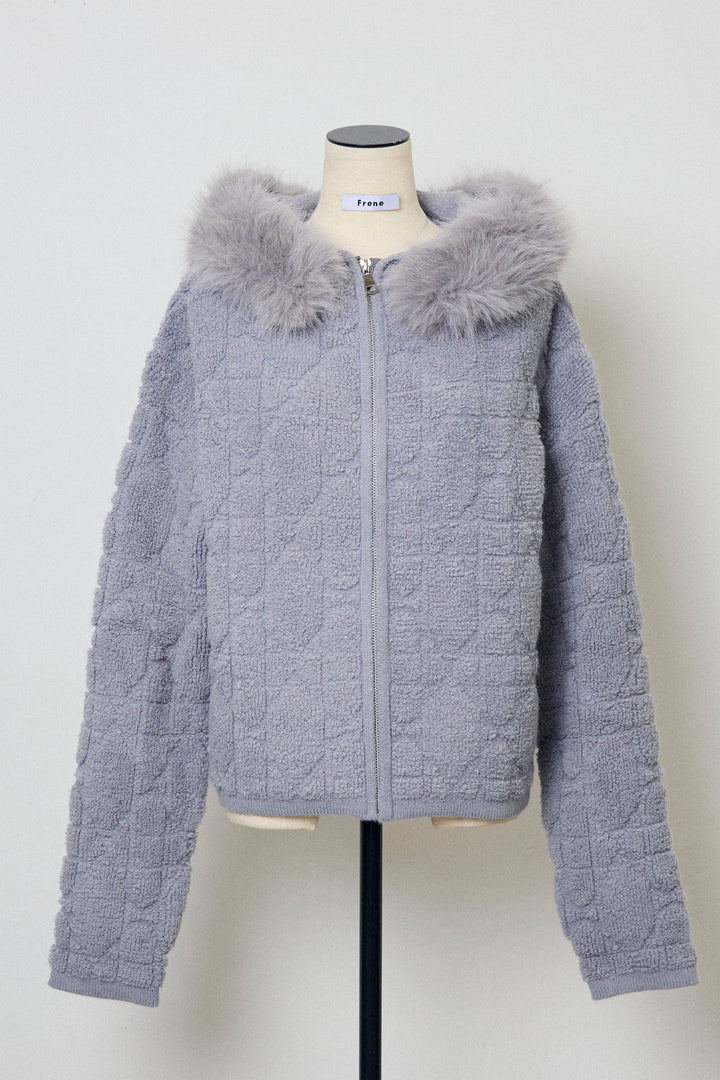 [予約]フードファーキルトZIPニットブルゾン