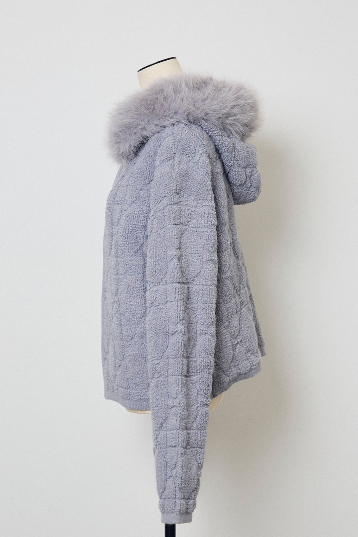 [予約]フードファーキルトZIPニットブルゾン