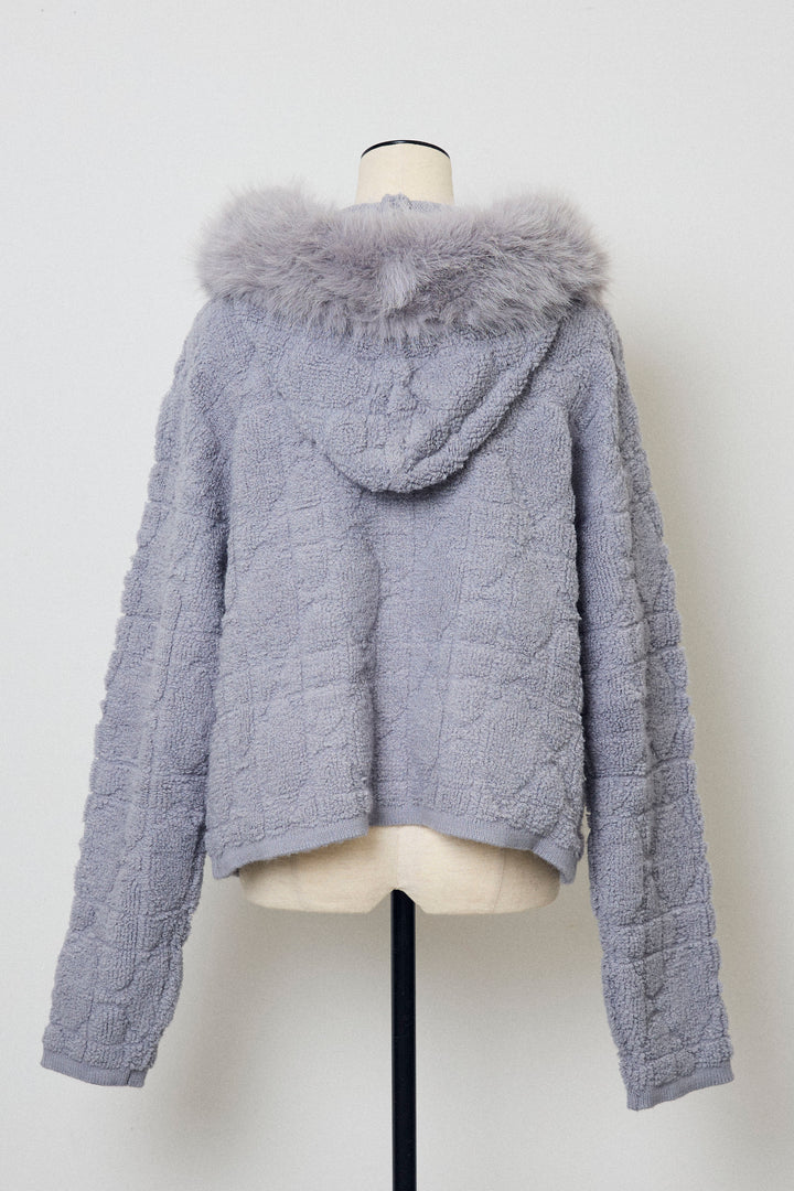 [予約]フードファーキルトZIPニットブルゾン