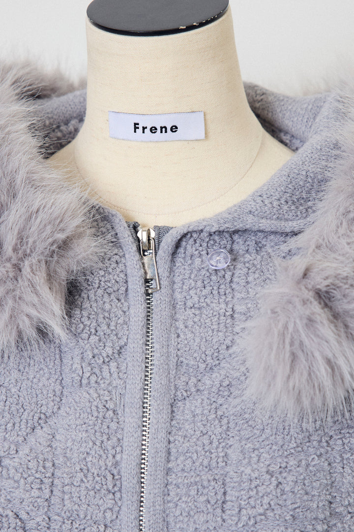 [予約]フードファーキルトZIPニットブルゾン