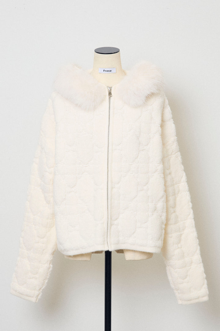 [予約]フードファーキルトZIPニットブルゾン