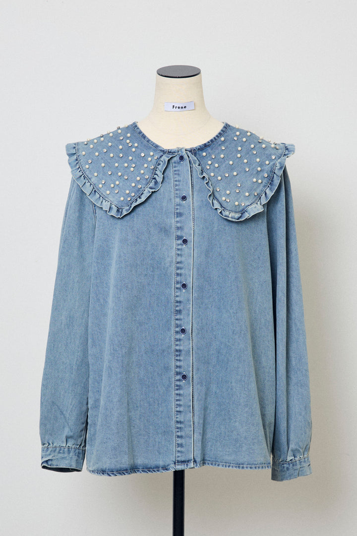 [予約]パールBIGカラーデニムシャツ