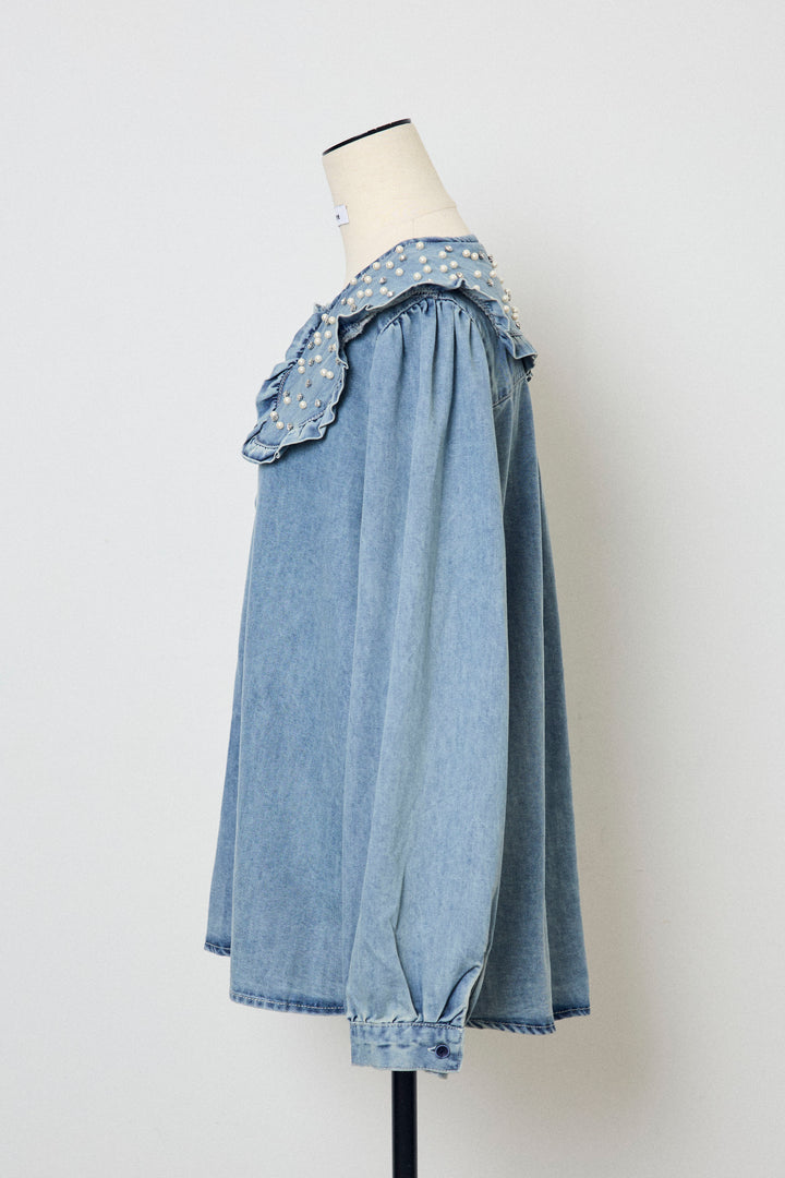 [予約]パールBIGカラーデニムシャツ