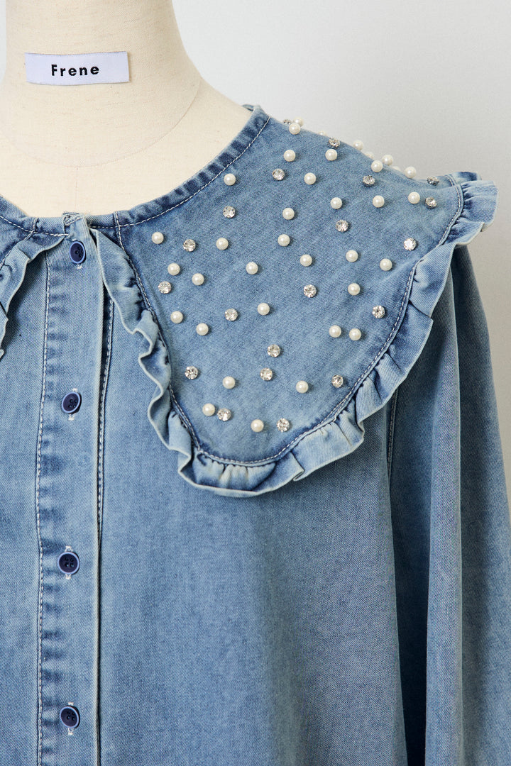 [予約]パールBIGカラーデニムシャツ