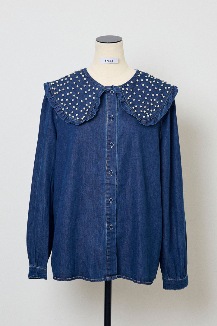 [予約]パールBIGカラーデニムシャツ
