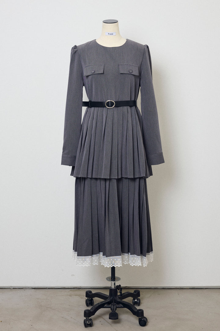 [予約]ダブルプリーツクラシカルワンピース