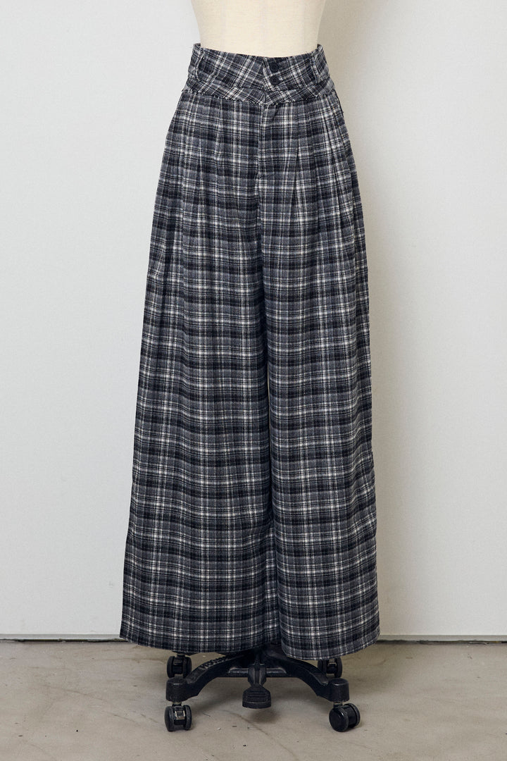 [予約]ハイウエストチェックセミワイドパンツ