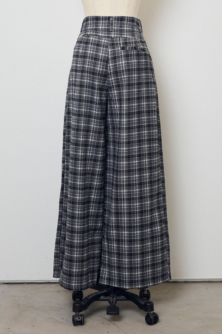 [予約]ハイウエストチェックセミワイドパンツ