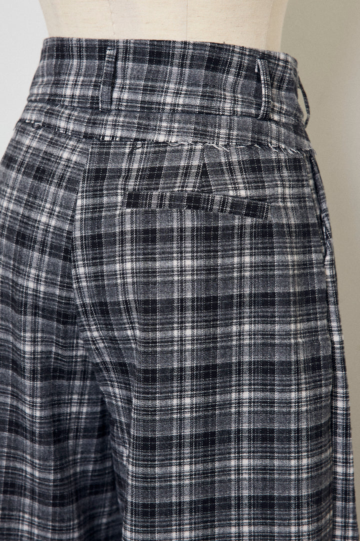 [予約]ハイウエストチェックセミワイドパンツ