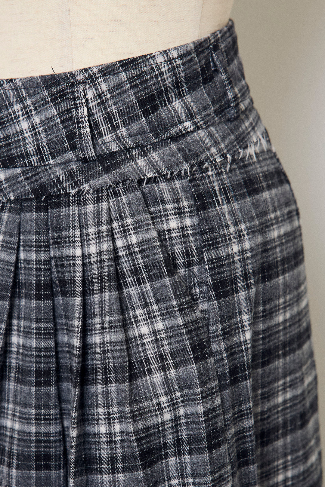 [予約]ハイウエストチェックセミワイドパンツ