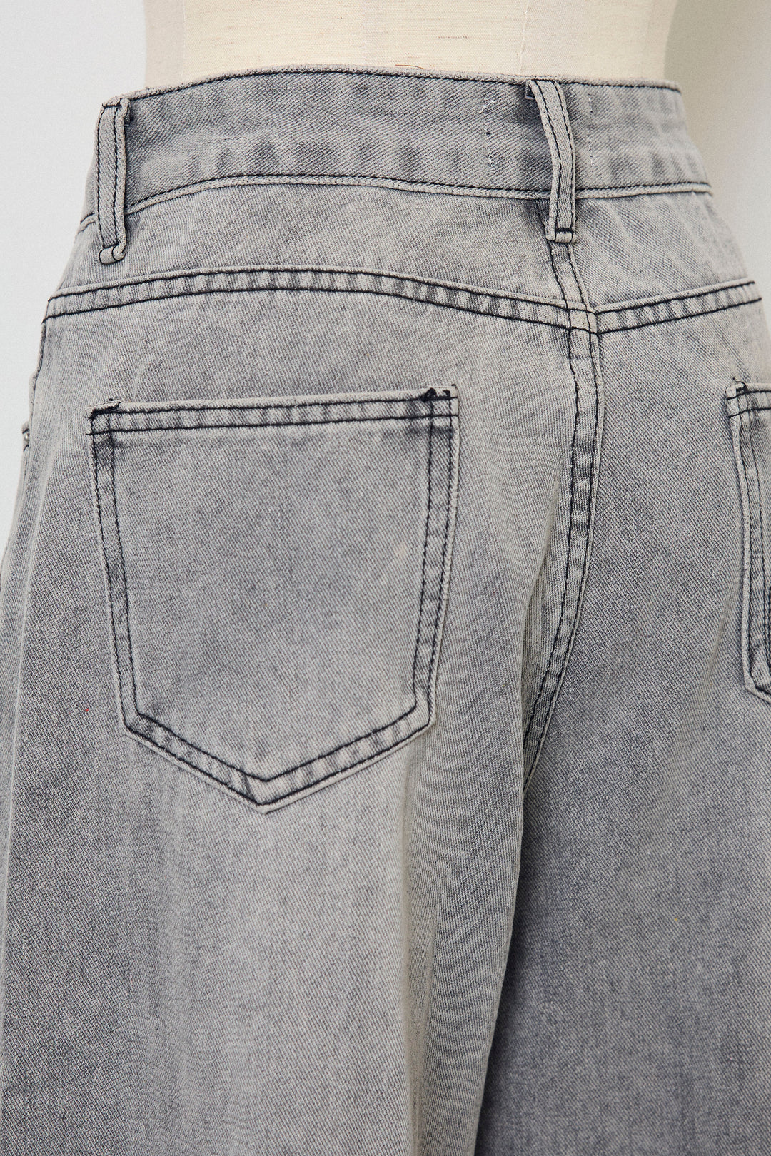 [予約]切替ワイドハイウエストデニム