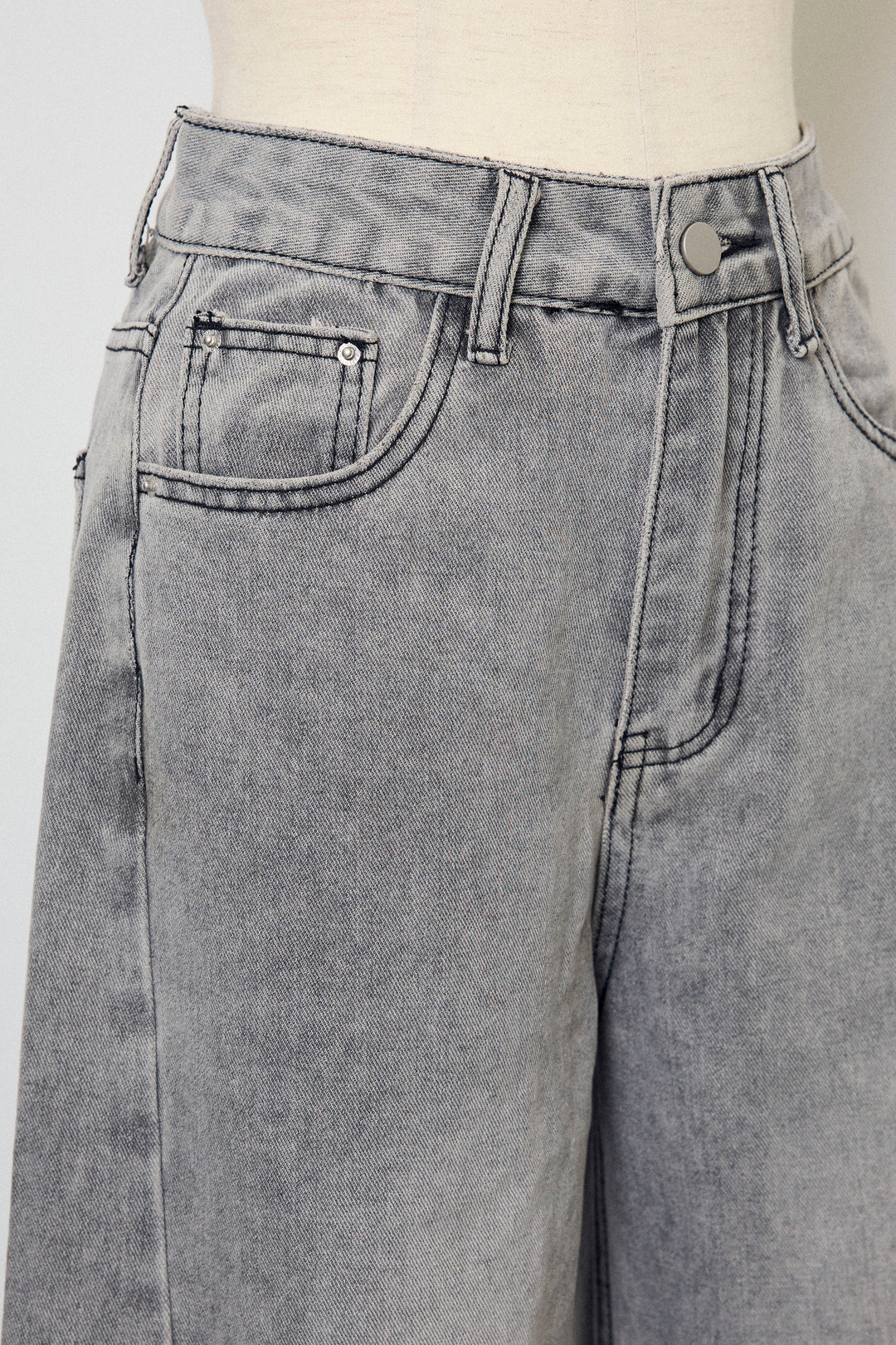 [予約]切替ワイドハイウエストデニム