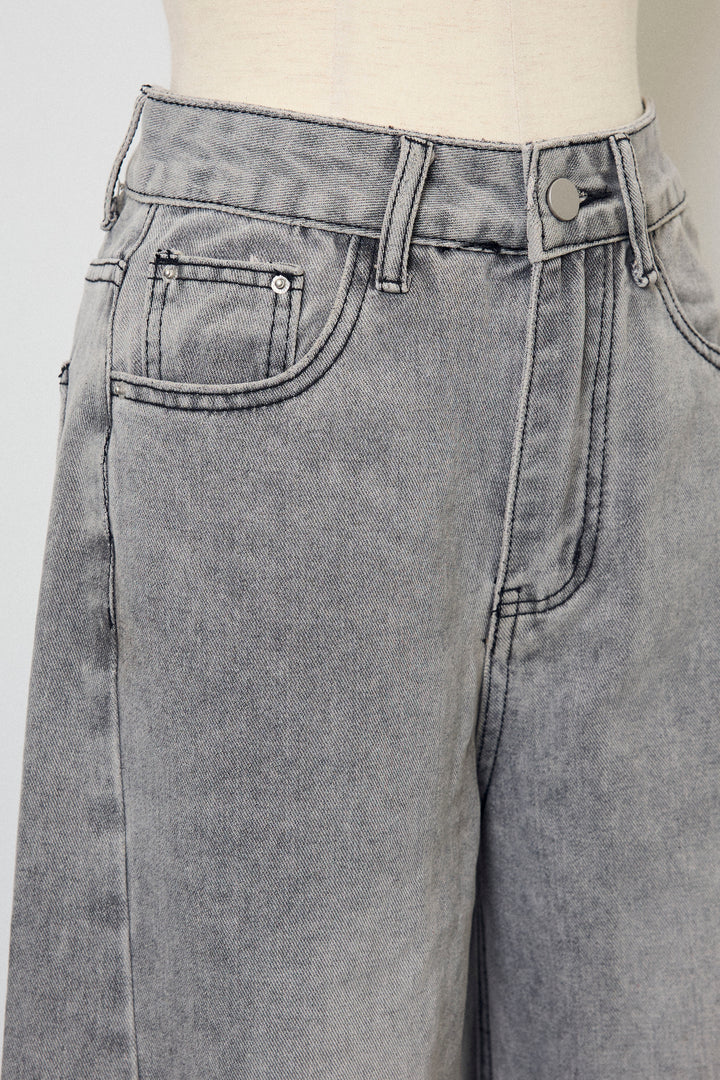 [予約]切替ワイドハイウエストデニム