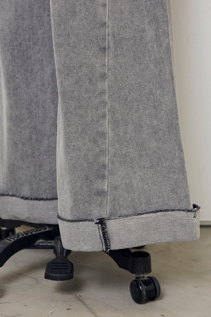 [予約]切替ワイドハイウエストデニム