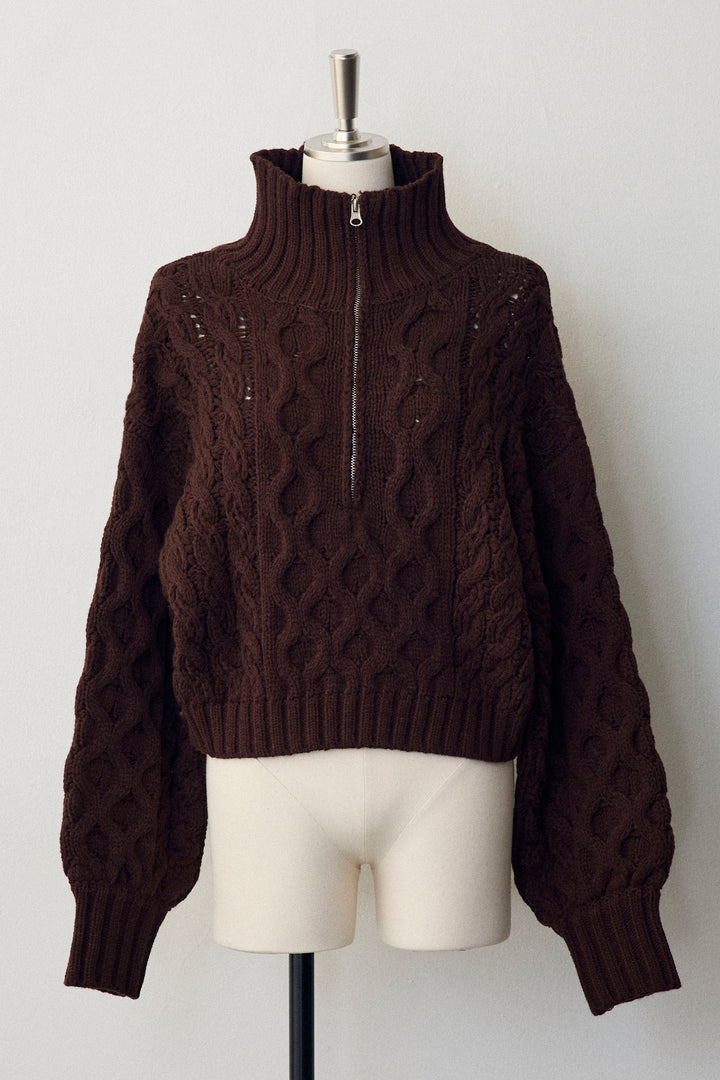 [予約]バルキーケーブルハーフジッププルオーバー