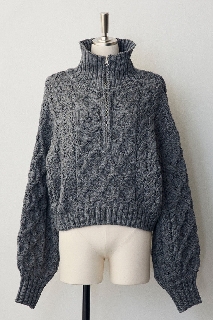 [予約]バルキーケーブルハーフジッププルオーバー