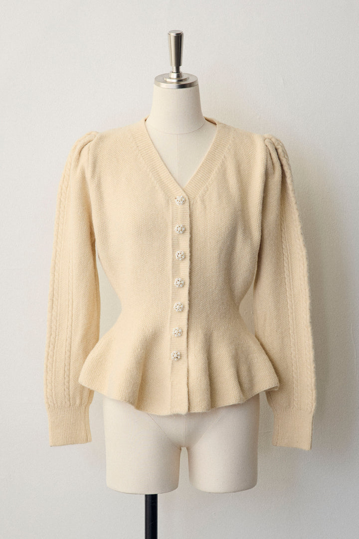 [予約]パフスリーブミニペプラムニット