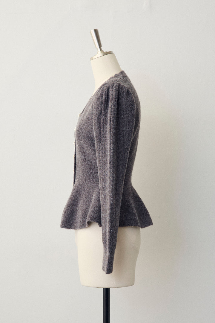 [予約]パフスリーブミニペプラムニット