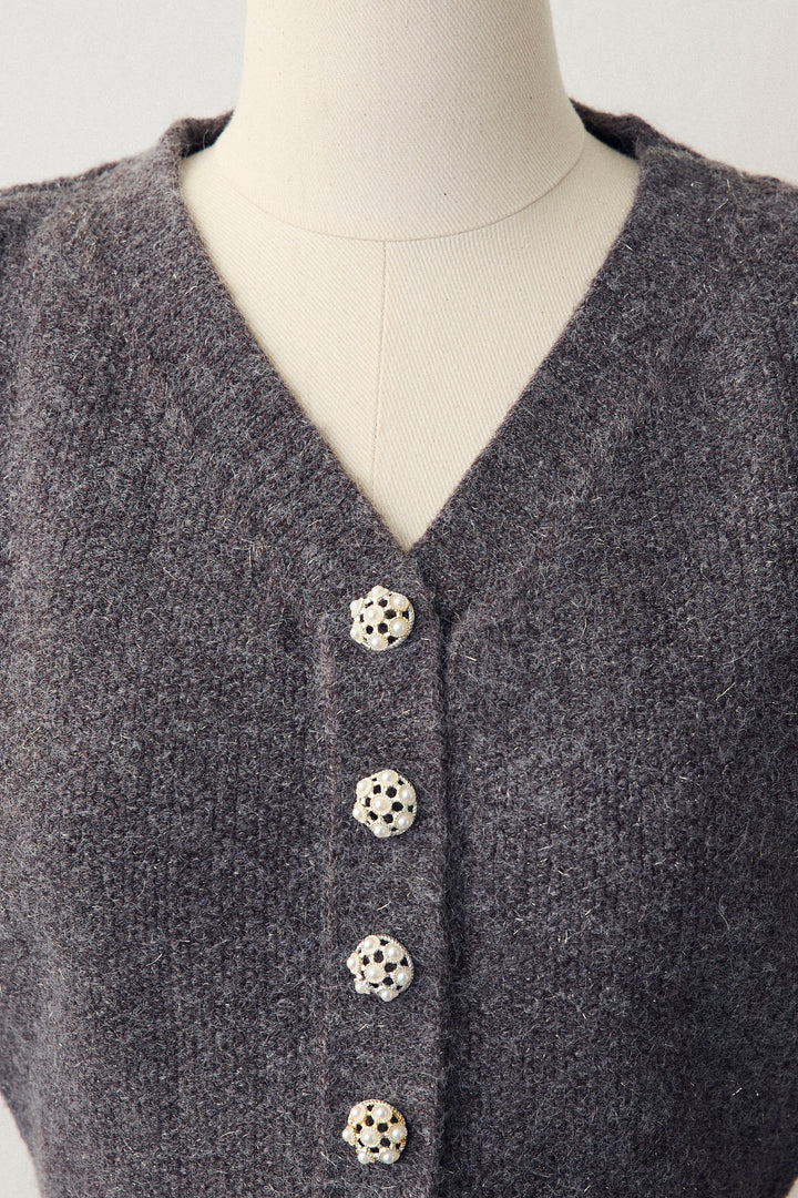 [予約]パフスリーブミニペプラムニット