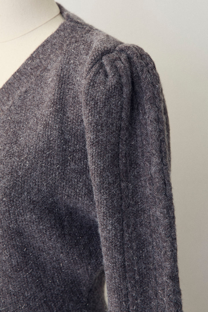 [予約]パフスリーブミニペプラムニット