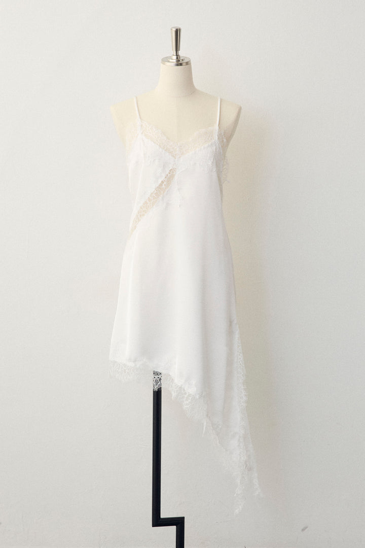 [予約]アシメデザインサテン×レースキャミ