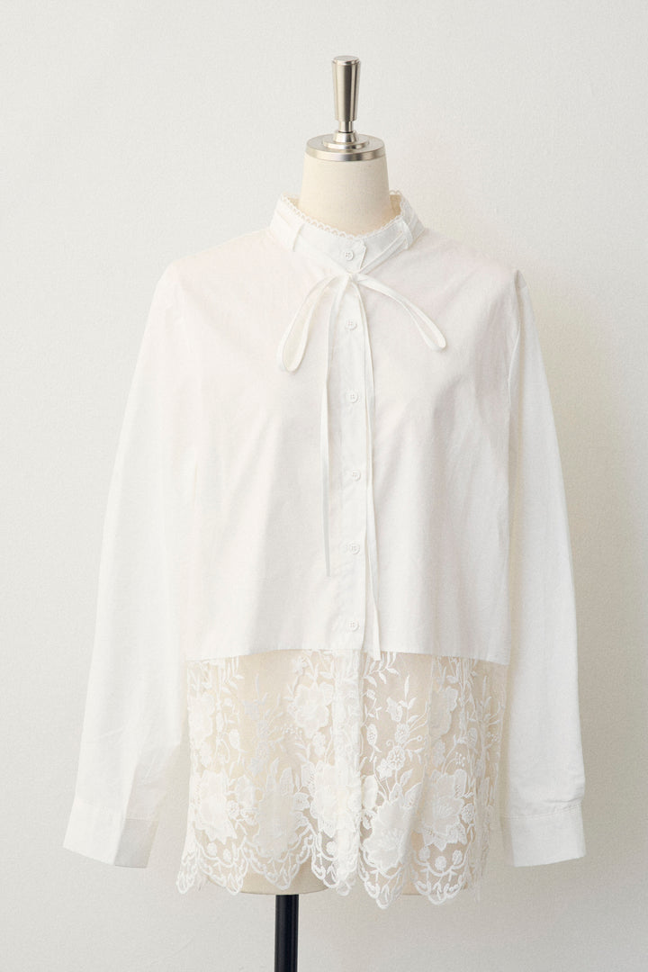 [予約]レースヘムドッキングシャツ