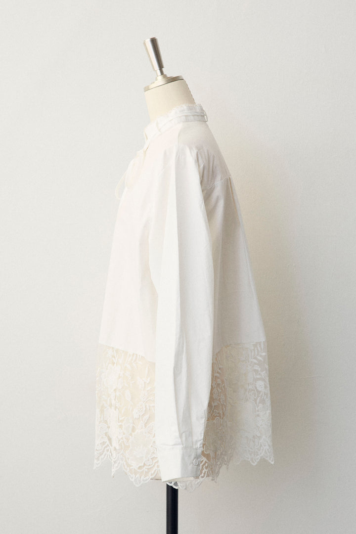 [予約]レースヘムドッキングシャツ
