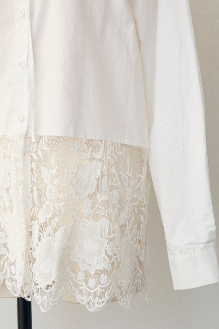 [予約]レースヘムドッキングシャツ