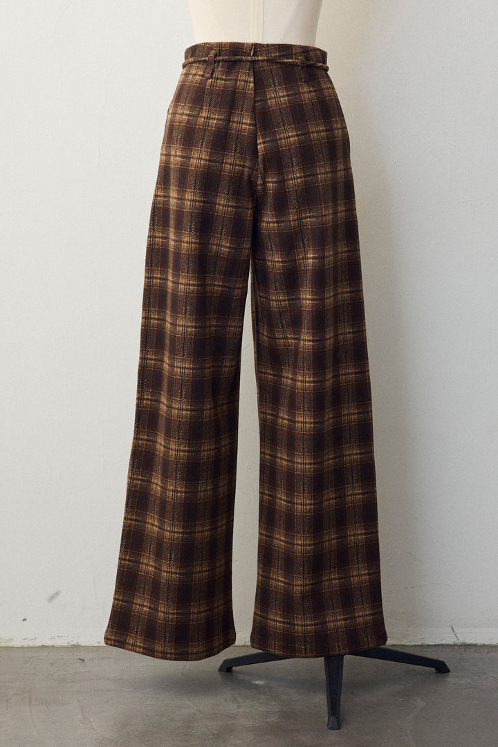 [予約]クラシカルチェックフラワーモチーフ付きパンツ