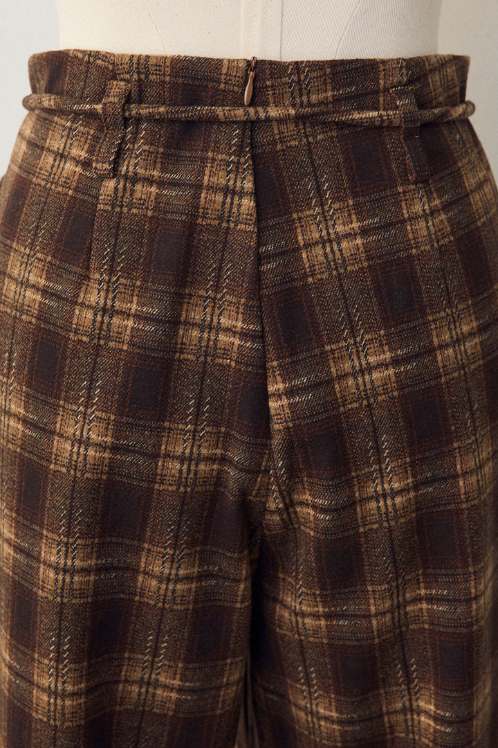 [予約]クラシカルチェックフラワーモチーフ付きパンツ